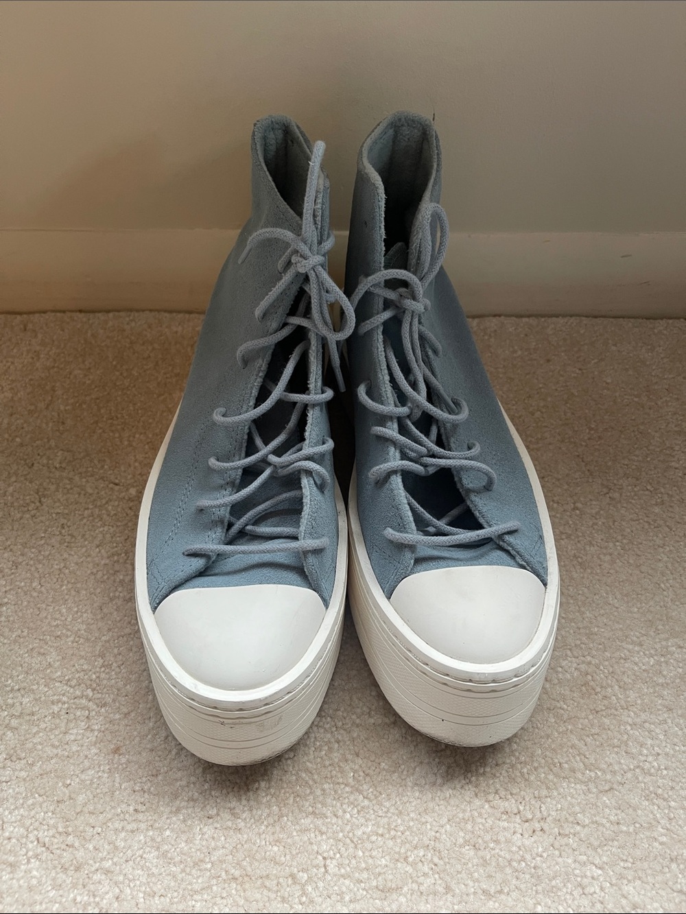 Converse All-Star Modern Lift Suede High-Top Platform Sneakers in Slate Blue - Picture 2 of 5